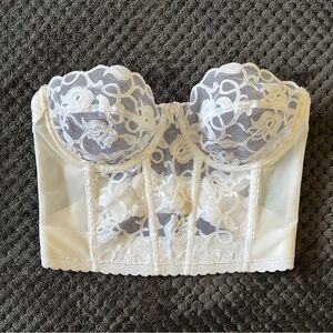 Victoria’s Secret Vintage Gold Tag Lace Longline Strapless Bustier Bra Wedding